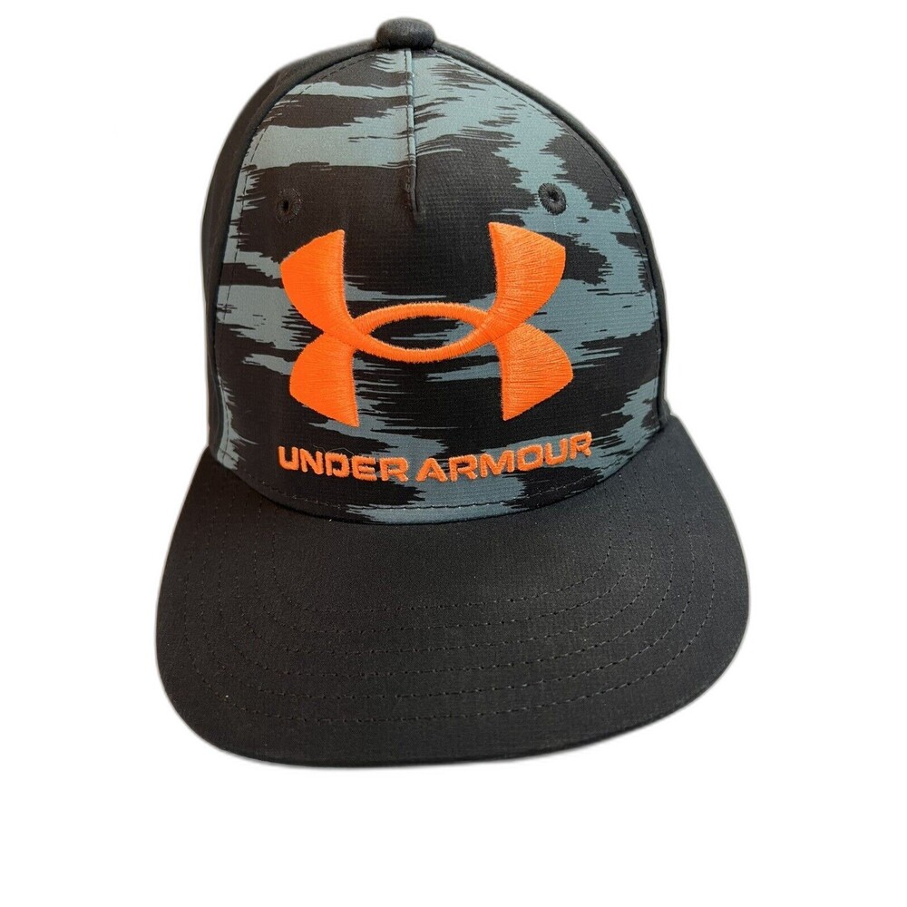 Under Armour Camo Black, Grey And Orange Snapback‎ Hat